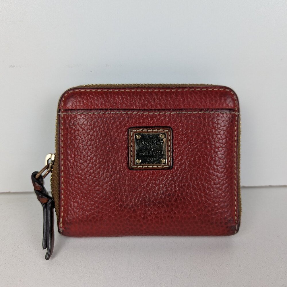 Dooney & Bourke Red Pebbled Leather Zip Wallet